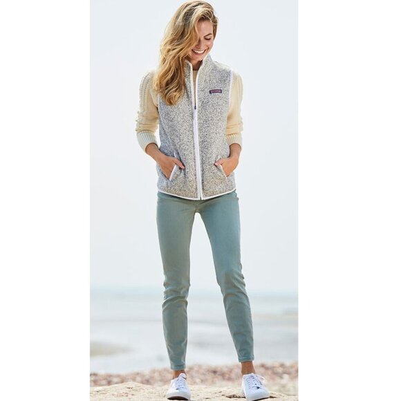Vineyard Vines Sweater Fleece Zip-Up Vest in Heather Grey Size XS - Picture 2 of 7